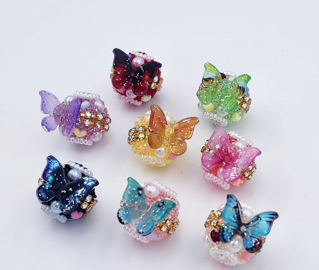 Wholesale 10pcs  Butterfly Love Soft Sugar Straight Hole Heavy Beads DIY Mobile Phone Chain Beads
